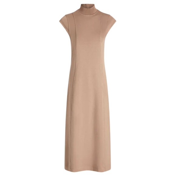 31. VARLEY Taunton Soft Stretch Midi Dress Amphora Tan $168 NWOT Small - Picture 1 of 3